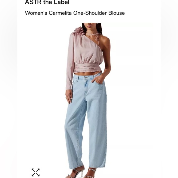 ASTR THE LABEL CARMELITA ONE SHOULDER BLOUSE SZ LARGE PALE PINK - Picture 3 of 12